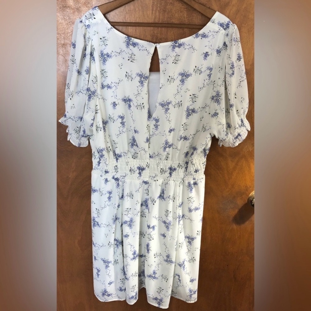 Arula White Floral Milk Maid Puff Sleeve Dress Cottagecore - Picture 2 of 5